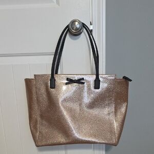 Elegant Gold Tote Bag with Black Accents